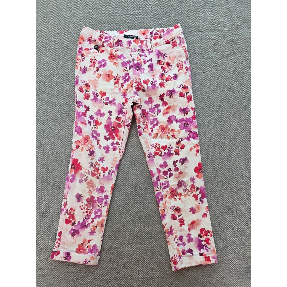 Jordache Girls Pink Purple Floral Watercolor Crop Jegging Size L 10-12 Stretch
